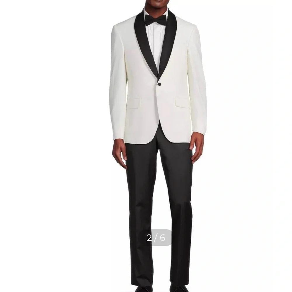 Ted Baker Off white  Tuxedo Jacket Blazer with Black Shawl Collar